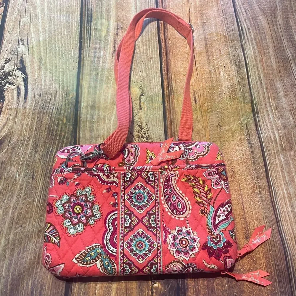 Vera Bradley Call Me Coral Crossbody Tablet Case Paisley Multicolor Cotton